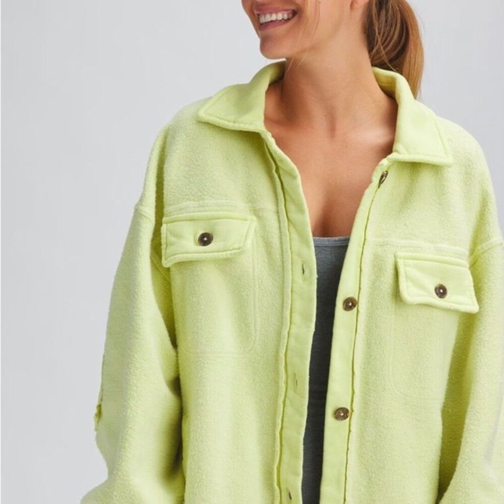 Free People Ruby Shacket in Luminary Lime Yellow, Small (D2)